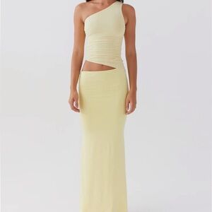 Peppermayo Exclusive - Seranella One Shoulder Maxi Dress - Lemon